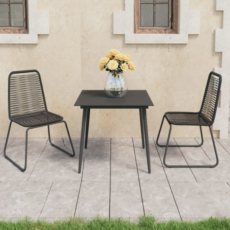 vidaXL Set de comedor de jardín de 3 piezas PVC ratán negro
