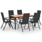 vidaXL Juego de comedor de jardín 7 piezas negro y marrón vidaXL Juego de comedor de jardín 7 piezas negro y marrón