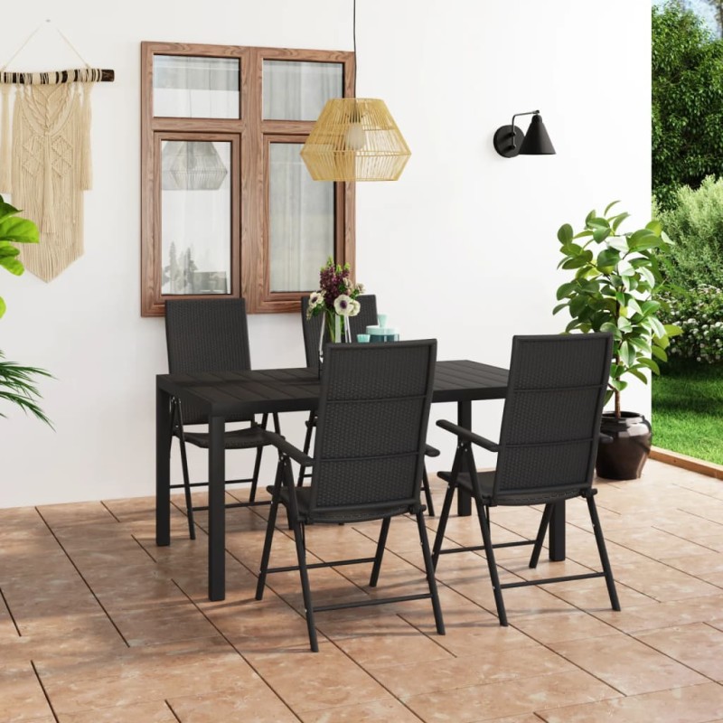 vidaXL Juego de comedor para jardín 5 piezas negro vidaXL Juego de comedor para jardín 5 piezas negro
