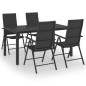 vidaXL Juego de comedor para jardín 5 piezas negro vidaXL Juego de comedor para jardín 5 piezas negro