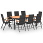 vidaXL Juego de comedor para jardín 9 piezas negro y marrón vidaXL Juego de comedor para jardín 9 piezas negro y marrón
