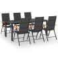 vidaXL Juego de comedor para jardín 7 piezas negro y marrón