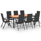vidaXL Juego de comedor de jardín 9 piezas negro y marrón vidaXL Juego de comedor de jardín 9 piezas negro y marrón