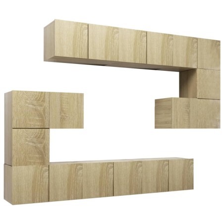 vidaXL Set de muebles salón TV 10 pzas madera ingeniería roble Sonoma