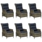 vidaXL Set comedor de jardín 7 piezas y cojines ratán sintético marrón vidaXL Set comedor de jardín 7 piezas y cojines ratán sintético marrón