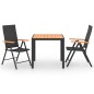 vidaXL Juego de comedor para jardín 3 piezas negro y marrón vidaXL Juego de comedor para jardín 3 piezas negro y marrón