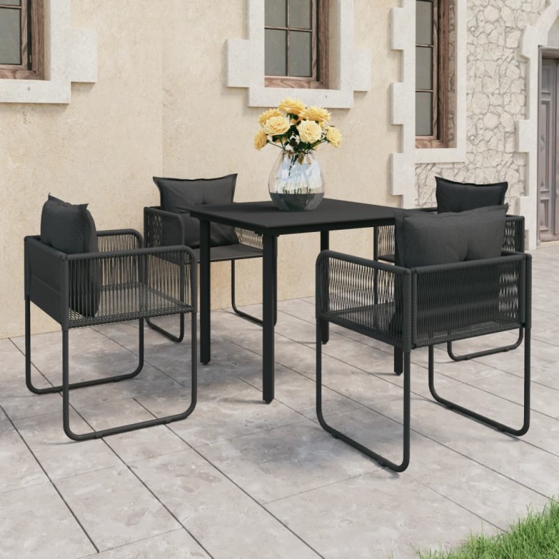 vidaXL Set de comedor de jardín de 5 piezas PVC ratán negro
