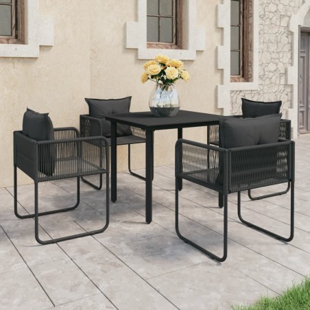 vidaXL Set de comedor de jardín de 5 piezas PVC ratán negro