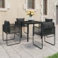 vidaXL Set de comedor de jardín de 5 piezas PVC ratán negro