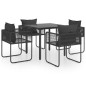vidaXL Set de comedor de jardín de 5 piezas PVC ratán negro