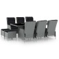 vidaXL Set comedor jardín 9 pzas y cojines ratán sintético gris claro vidaXL Set comedor jardín 9 pzas y cojines ratán sintético gris claro
