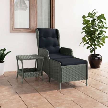 vidaXL Set muebles jardín 2 pzas ratán sintético gris claro y cojines