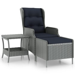 vidaXL Set muebles jardín 2 pzas ratán sintético gris claro y cojines