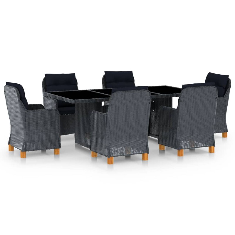 vidaXL Set comedor jardín 7 pzas cojines ratán sintético gris oscuro vidaXL Set comedor jardín 7 pzas cojines ratán sintético gris oscuro