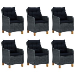 vidaXL Set comedor jardín 7 pzas cojines ratán sintético gris oscuro