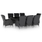 vidaXL Set comedor jardín 9 pzas cojines ratán sintético gris oscuro vidaXL Set comedor jardín 9 pzas cojines ratán sintético gris oscuro