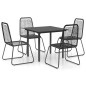 vidaXL Set de comedor de jardín de 5 piezas PVC ratán negro