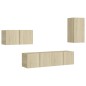 vidaXL Set de muebles salón TV 4 pzas madera ingeniería roble Sonoma vidaXL Set de muebles salón TV 4 pzas madera ingeniería roble Sonoma