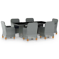vidaXL Set comedor jardín 7 pzas y cojines ratán sintético gris claro