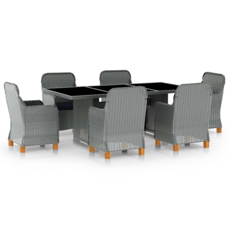 vidaXL Set comedor jardín 7 pzas y cojines ratán sintético gris claro