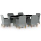 vidaXL Set comedor jardín 7 pzas y cojines ratán sintético gris claro vidaXL Set comedor jardín 7 pzas y cojines ratán sintético gris claro