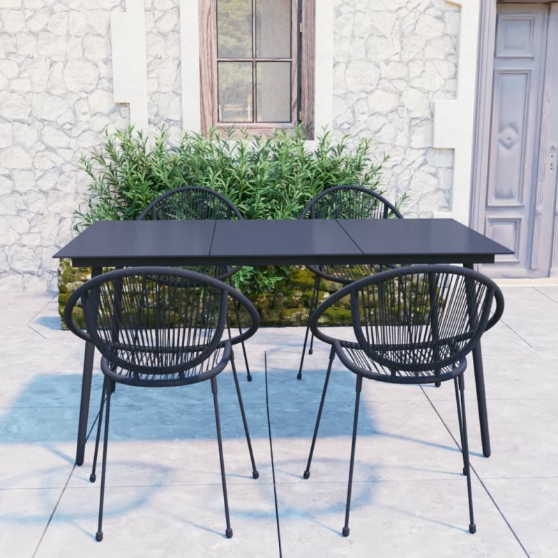 vidaXL Juego de comedor de jardín 5 piezas ratán PVC negro vidaXL Juego de comedor de jardín 5 piezas ratán PVC negro