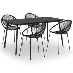 vidaXL Juego de comedor de jardín 5 piezas ratán PVC negro