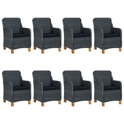 vidaXL Set comedor jardín 9 pzas cojines ratán sintético gris oscuro