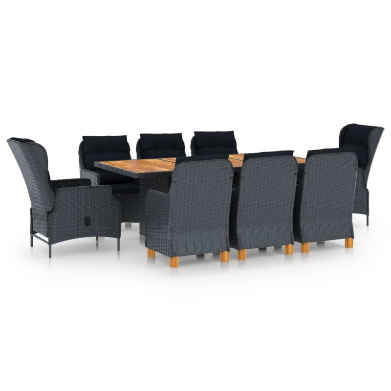 vidaXL Set comedor jardín 9 piezas cojines ratán sintético gris oscuro vidaXL Set comedor jardín 9 piezas cojines ratán sintético gris oscuro