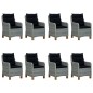 vidaXL Set comedor jardín 9 pzas y cojines ratán sintético gris claro vidaXL Set comedor jardín 9 pzas y cojines ratán sintético gris claro