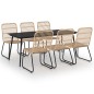 vidaXL Juego de comedor para jardín 7 piezas ratán sintético y vidrio vidaXL Juego de comedor para jardín 7 piezas ratán sintético y vidrio