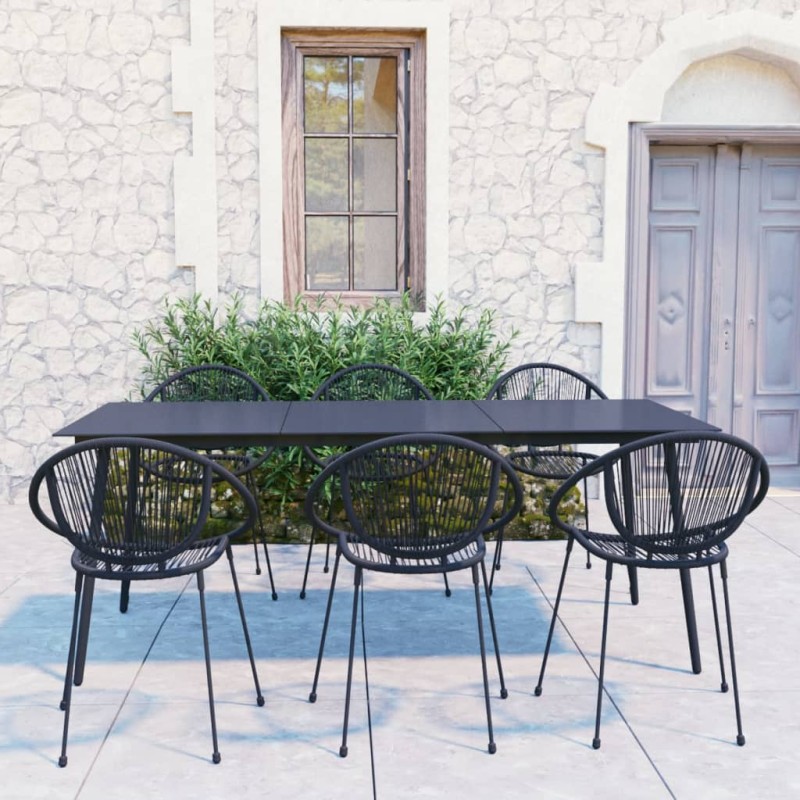 vidaXL Juego de comedor para jardín 7 piezas ratán PVC negro vidaXL Juego de comedor para jardín 7 piezas ratán PVC negro