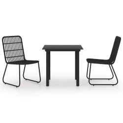 vidaXL Juego de comedor para jardín 3 piezas ratán sintético y vidrio