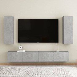vidaXL Set de muebles de salón 4 pzas madera ingeniería gris hormigón