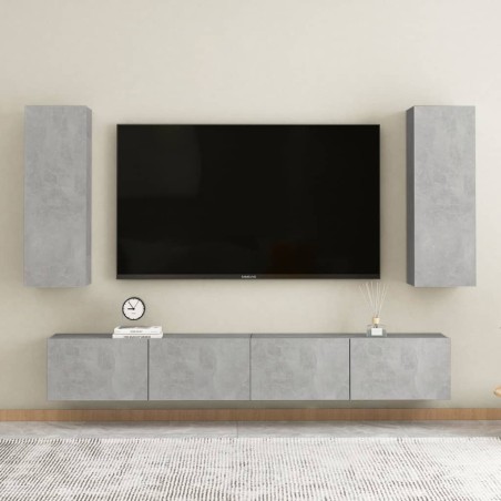 vidaXL Set de muebles de salón 4 pzas madera ingeniería gris hormigón