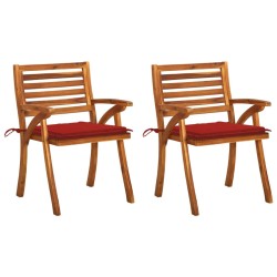 vidaXL Sillas de comedor jardín con cojines 2 uds madera maciza acacia
