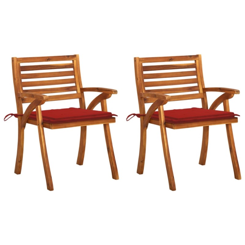 vidaXL Sillas de comedor jardín con cojines 2 uds madera maciza acacia vidaXL Sillas de comedor jardín con cojines 2 uds madera maciza acacia
