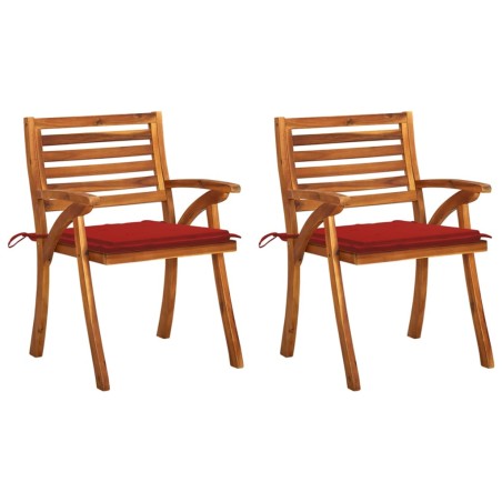 vidaXL Sillas de comedor jardín con cojines 2 uds madera maciza acacia