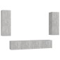 vidaXL Set de muebles de salón 4 pzas madera ingeniería gris hormigón