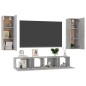 vidaXL Set de muebles de salón 4 pzas madera ingeniería gris hormigón