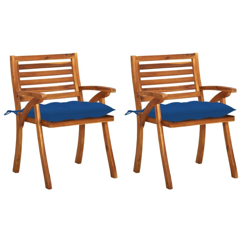 vidaXL Sillas de comedor jardín con cojines 2 uds madera maciza acacia vidaXL Sillas de comedor jardín con cojines 2 uds madera maciza acacia