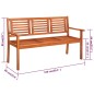 vidaXL Banco de jardín 3 plazas madera maciza eucalipto y cojín 150 cm vidaXL Banco de jardín 3 plazas madera maciza eucalipto y cojín 150 cm