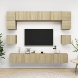 vidaXL Muebles de pared de TV 8 pzas aglomerado color roble Sonoma 