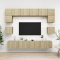 vidaXL Muebles de pared de TV 8 pzas aglomerado color roble Sonoma vidaXL Muebles de pared de TV 8 pzas aglomerado color roble Sonoma