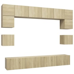 vidaXL Muebles de pared de TV 8 pzas aglomerado color roble Sonoma 