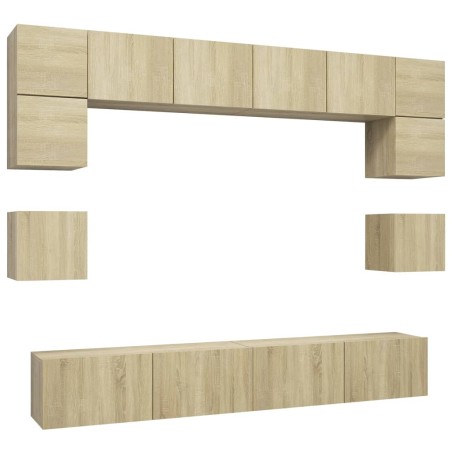vidaXL Muebles de pared de TV 8 pzas aglomerado color roble Sonoma 