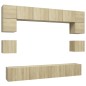 vidaXL Muebles de pared de TV 8 pzas aglomerado color roble Sonoma vidaXL Muebles de pared de TV 8 pzas aglomerado color roble Sonoma