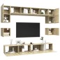 vidaXL Muebles de pared de TV 8 pzas aglomerado color roble Sonoma vidaXL Muebles de pared de TV 8 pzas aglomerado color roble Sonoma