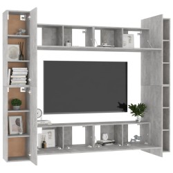 vidaXL Set de muebles de salón 8 pzas madera ingeniería gris hormigón