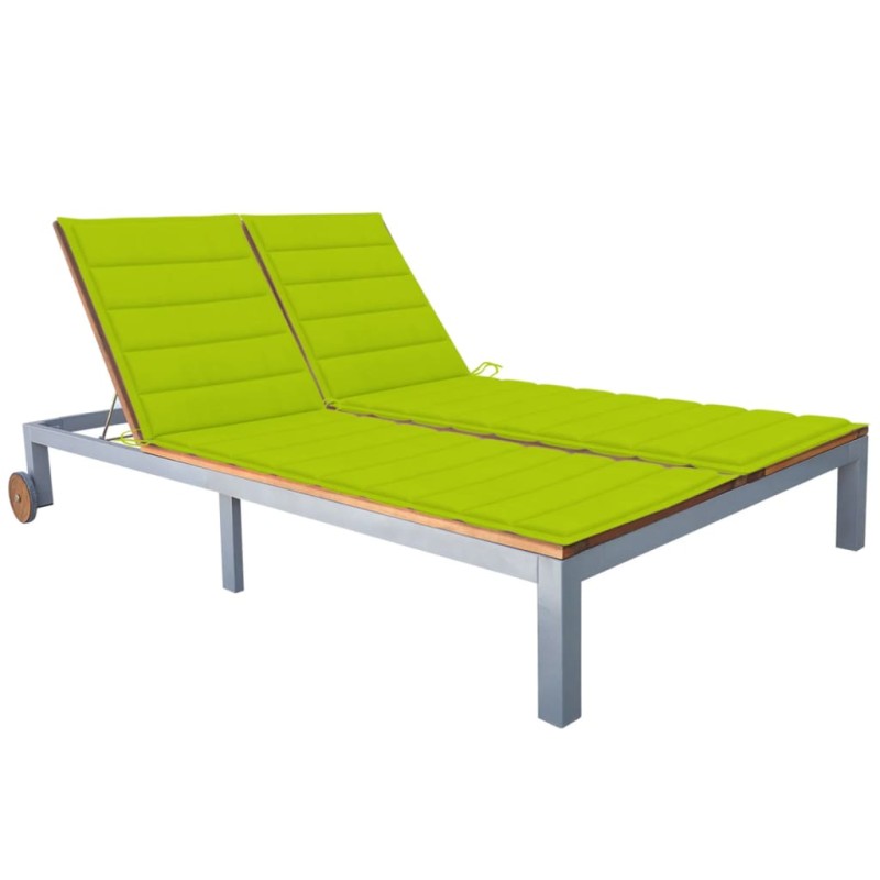 vidaXL Tumbona 2 personas con cojín madera maciza de acacia y acero vidaXL Tumbona 2 personas con cojín madera maciza de acacia y acero